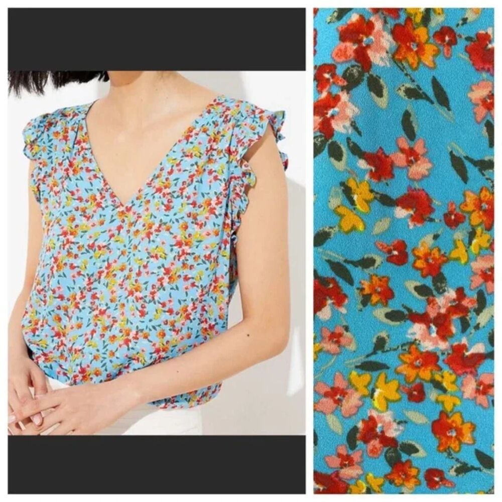 LOFT Blue Floral Shirt